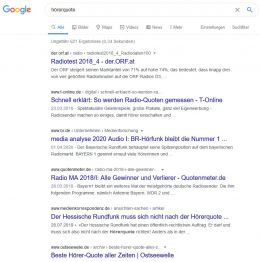Screenshot einer Google-Suche zum Suchbegriff »Hörerquote«